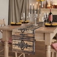 thumbnail image 2 of Wooden Plank 70 Inch Table Runner, Rustic Farmhouse Brown Black Barn Door Farmhouse Dresser Scarf Cotton & Linen Tablerunner for Dining/Kitchen Island/Holiday Party Décor 13" x 70", 2 of 9