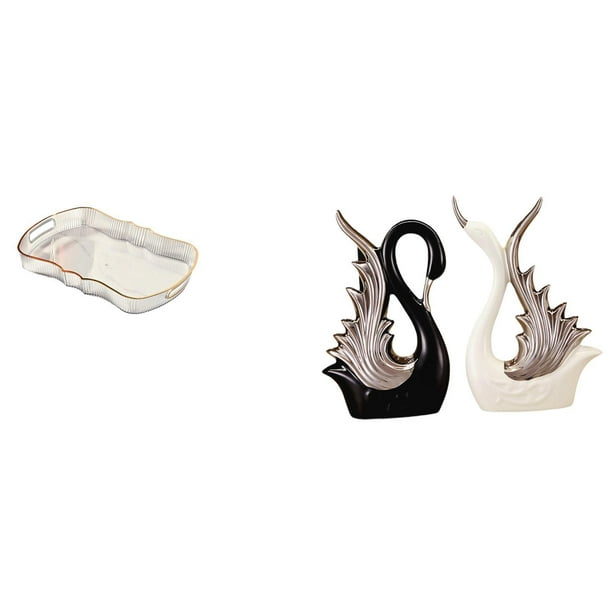 Bandeja de almacenamiento,Bandeja rectangular para servir,bandeja para postres y frutas de cocina,Bandeja decorativa organizadora multifunción para el hogar,estatua de cisne,Figuras de