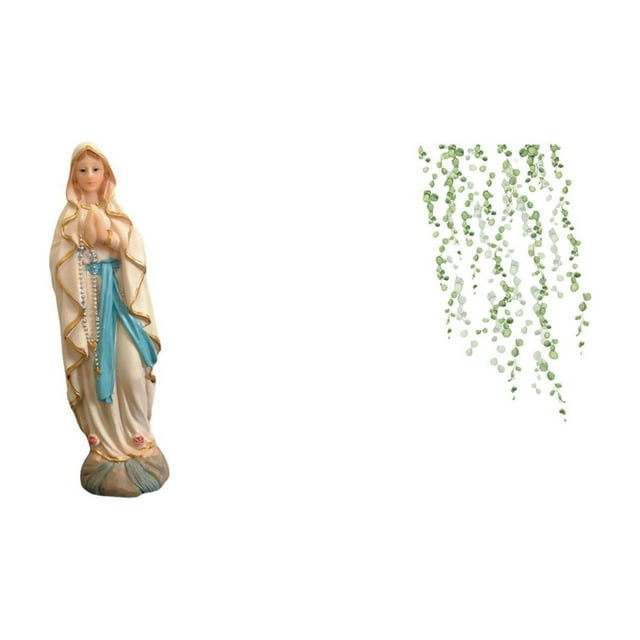 Estatua de resina de María, figura decorativa de colección religiosa, de pared colgante con enredaderas, adorno decorativo de PVC,