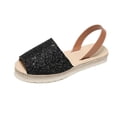 thumbnail image 2 of Samdudou Elevated Sandals for Women Open Toe Sparkly Glitter Wide Band Slingback Strap Classic Woven Espadrille Flatform Shoes Vacation Resort Wear, 2 of 9