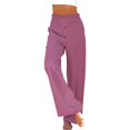 thumbnail image 1 of Pantalones palazzo de lino de cintura alta y pierna ancha para mujer, con cordón y bolsillos, 1 of 6