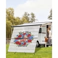 thumbnail image 4 of 4th of July RV Awning Sun Shade Screen 9'X7' Patriotic Stars Wreath Mesh Sunscreen Rose Daisy Wood Grain Awning Shade Screen with Zipper UV Blocker Completed Kits for RV Motorhome Camper, 4 of 7