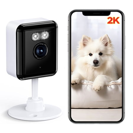 GBIUT 2K Home Security Camera, 2.4/5GHz Wi-Fi Indoor Camera for Dog/Pet/Nanny/Baby with US Phone App, Smart Search, Color Night Vision, 2 Way Talk, Human Detection