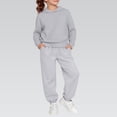 thumbnail image 2 of GiLiling Boys Girls School Sweatsuits Set, Athletic 2-Piece Outfit, Preppy Hoodie and Sweatpants, Plain Tracksuit Clothing Sets (Grey, 6-7 Years), 2 of 6