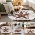 thumbnail image 5 of Small Round Rug 3Ft Washable Non-Slip, Texas Star Vintage Circle Area Rugs for Living Room Bedroom, Red Berry Retro Art Brown White Wooden Indoor Floor Mats Carpet Runner for Home Decor, 5 of 8