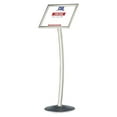 thumbnail image 1 of M&T Displays 11 x 17" Porte-Signalisation de Menu de Piédestal Autoportant Arc Restaurant avec Base Lourde, Argent, 1 of 6