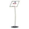 M&T Displays 11 x 17" Freestanding Pedestal Arc Restaurant Menu Signage Holder with Heavy Base, Silver