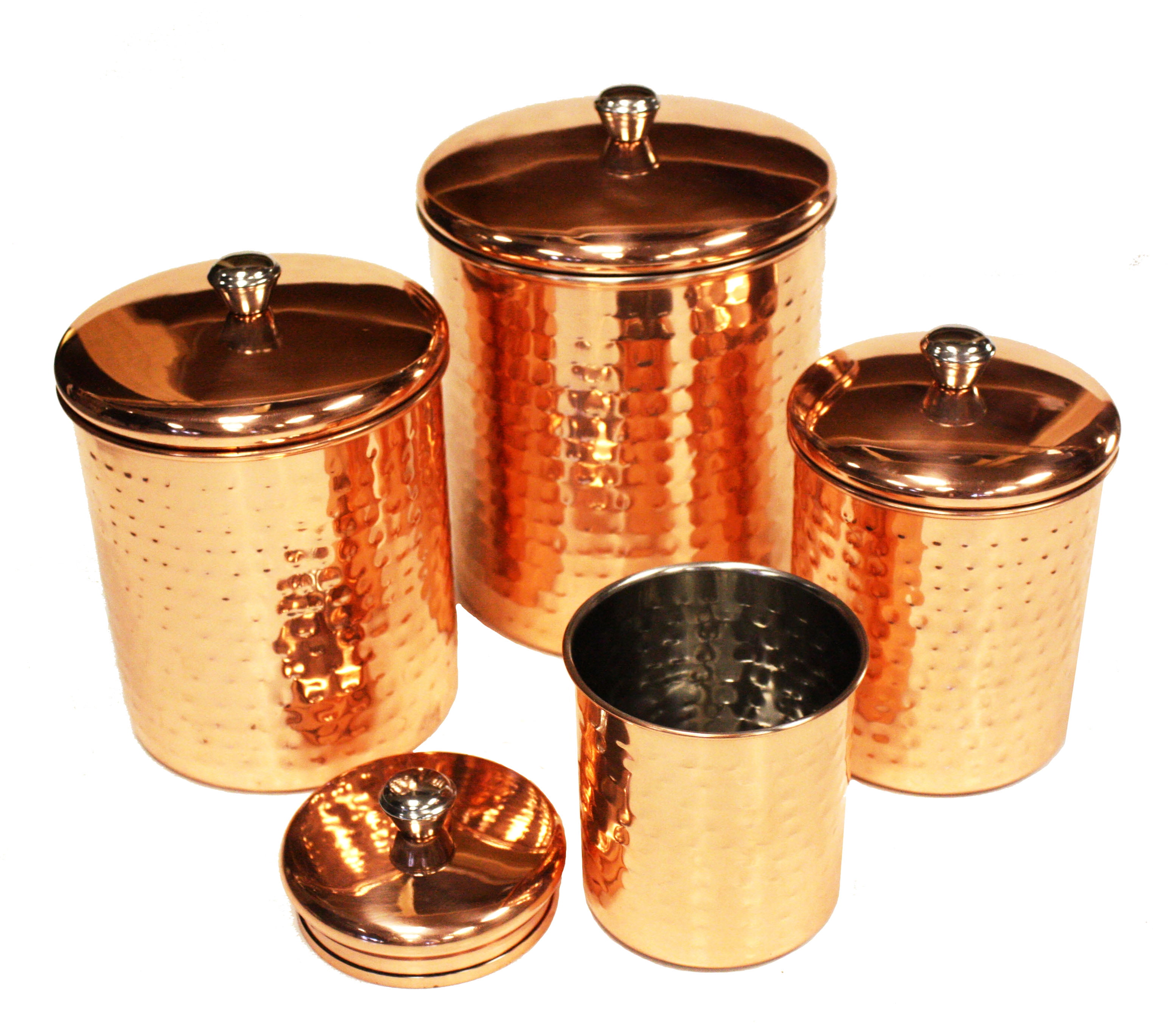 Kitchen Storage Container 12 x 4 Zuccor Bronze Stainless Steel w/Hammered Copper Plated Pasta Canister