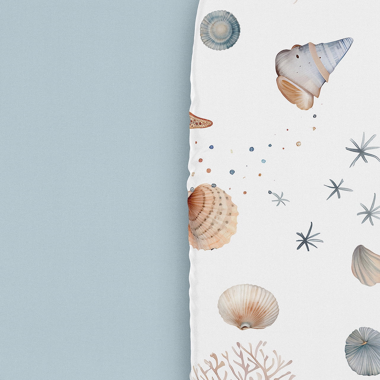 Sweet Jojo Designs Ocean Seashells Boy, Girl, Unisex/Gender Neutral Baby Bassinet Fitted Sheets Set 2 Piece