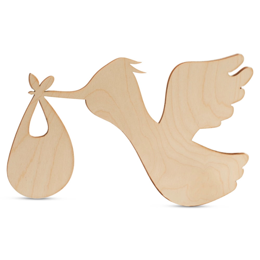 DIY Stork Baby Shower Decorations 22-inch, 1/8 inch Thick, Pack of 3 Pregnancy Announcement/Baby Announcement Sign Prop for Nursery Decor, by Woodpeckers