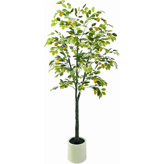 6FT Artificial Lemon Tree Potted That Look Real, Faux Lemons Citrus Plants with Yellow Fake Lemons Fruits in Pot, Indoor Tall Artificial Trees for Home Office Kitchen Decor Party Wedding Christmas