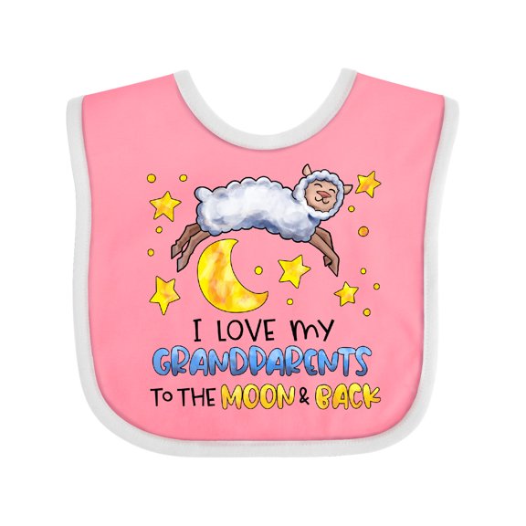 Inktastic I Love My Grandparents to the Moon and Back Cute Sheep Boys or Girls Baby Bib