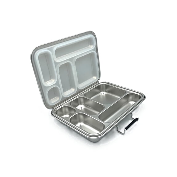 Stainless Steel Bento Box for Kids – 304 Stainless Steel, BPA-Free Metal Lunch Box with Compartments, Leakproof, Dishwasher Safe School & Office Lunch Container (White)