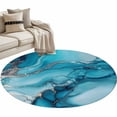 thumbnail image 2 of 3.3ft Washable Round Rug, Turquoise Marble Non-Slip Circle Area Rug for Entryway Bedroom, Abstract Marble Indoor Accent Floor Mat for Home Decor, 2 of 9