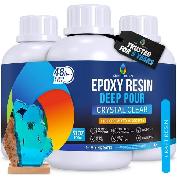 Kit de resina epoxídica para manualidades, vertido profundo, 1500 ml con bombas, transparente