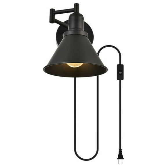 Living District Jair 1-Light Metal Plug-in Wall Sconce in Black