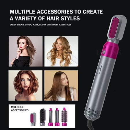 Electric Hair Dryer Blow Dryer Comb Rotating Hot Air Brush 5 in 1 Hairdryer Hair Blower Brush Hair Curler Curling Iron Styler Walmart