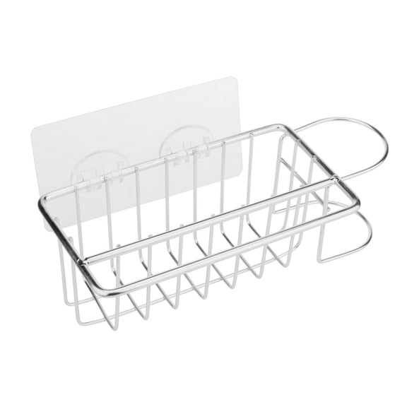 2 in 1 Stainless Steel Sponge and Brush Holder, Adhesive Mount Waterproof Rustproof Kitchen Sink Organizer and Caddy forCounter Under Cabinet, No Drill Space Saving Storage