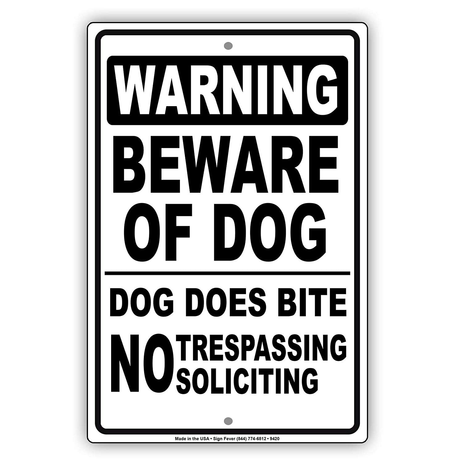 WARNING Beware Of Dog Will Bite Do Not Enter No Soliciting Metal Sign STOP 