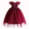 thumbnail image 4 of Zwiiyzr 3-12 Years Girls Princess Sparkle Tulle Dress Flower Girls Sequin Dresses Long A Line Wedding Party Ball Gown Burgundy, 4 of 8