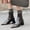 Black, variant on HKEJIAOI Booties for Women Women's Winter Warm Leather Patchwork Vintage Thick Mid Heel Zipper Rider Ankle Boots