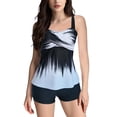 thumbnail image 1 of Fadeal Bathing Suit for Women Women Plus Size Tankini Swimsuits Two Piece Color Block Cutout Flowy Tummy Bathing Suits with Shorts Tankini Swimsuits for Women Light Blue 4XL, 1 of 4