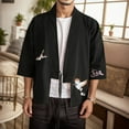 thumbnail image 2 of Mens Embroidery Style National Style Retro Hanfu Japanese Loose Cardigan Coat, 2 of 4