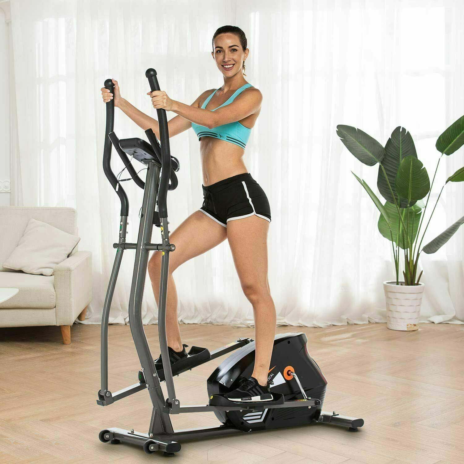 Elliptical Machine for Home Use with LCD Monitor & Heart Rate Sensor 10 Level Resistance Magnetic Elliptical Trainer Max 390 Lbs Weights Capacity FUNMILY Elliptical Exercise Machine 