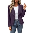 thumbnail image 2 of TGSLY Women's Faux Suede Jackets Fashion Fall Lapel Open Front Cropped Coat Dressy Casual Solid Color Long Sleeve Outwear Jackets XXL, 2 of 10