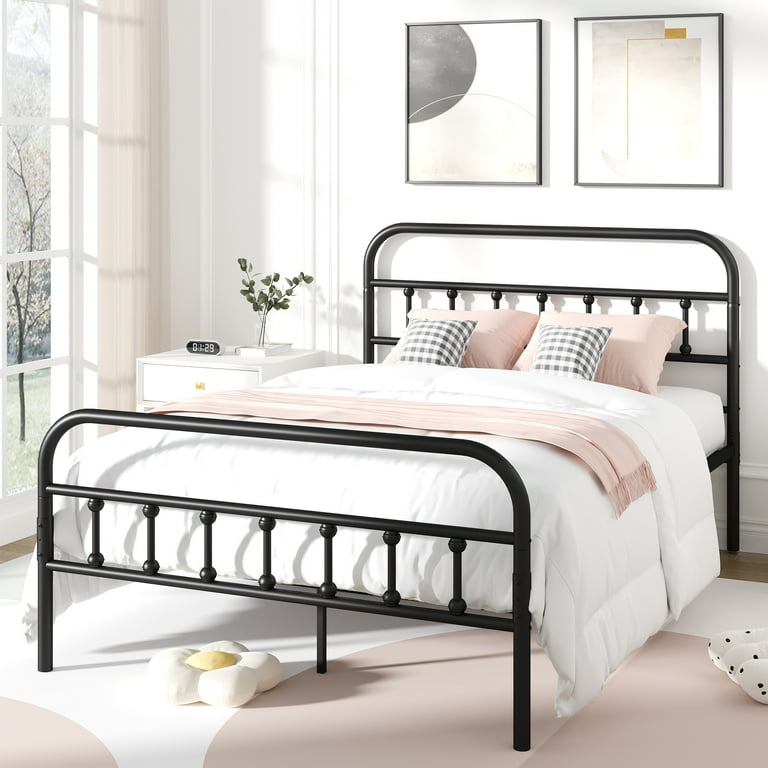 Weehom Full Size Headboard With LED Lights – Farmhouse Vintage Metal Bed Headboard Only, White, Freestanding With USB Ports