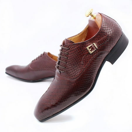 

Men‘s Crocodile Print Genuine Leather Oxford Shoes With Buckle Decor Formal Special Occasion Dress Shoes For Business Wedding Party New Year Gift