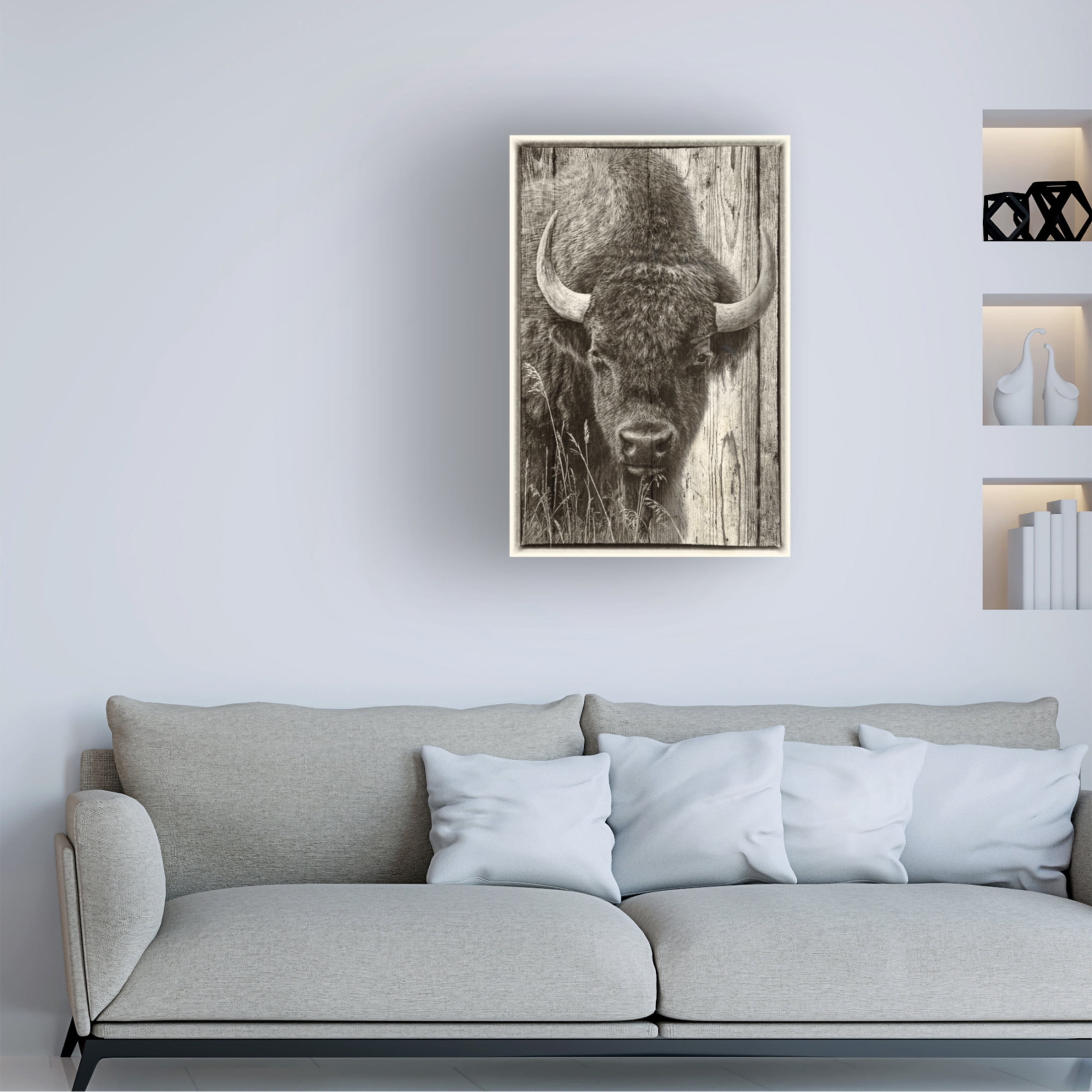 Canvas Wall Art - Gordon Semmens 'Woodgrain Antiques 3' Wall Art for Living Room, Bedroom, or Office Décor by Trademark Fine Art - 22 x 32 Inches