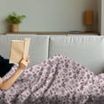 thumbnail image 3 of Floral Soft Flannel Fleece Throw Blanket, Demonstration of Romantic Pattern with Lineart Flowers Scenery, Cozy Plush for Indoor and Outdoor Use, 50" x 60", Baby Pink and Charcoal Grey, by Ambesonne, 3 of 5