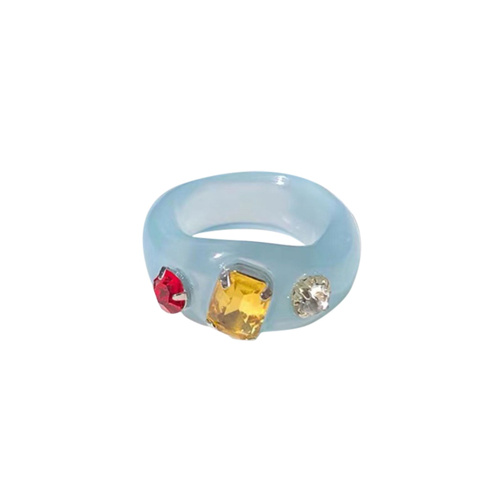 Resin Acrylic Ring Women's Vintage Retro Resin Ring Acrylic Ring Party Jewelry ^ 