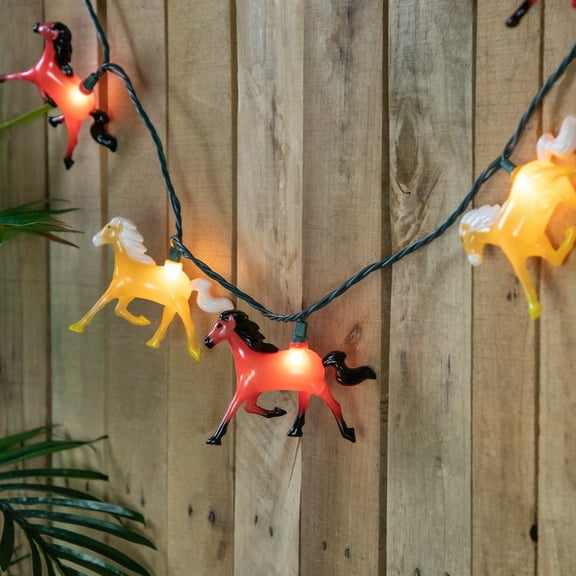 Northlight Horse Indoor Outdoor Patio Light Set - 6' Green Wire - 10ct