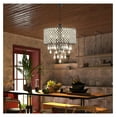 thumbnail image 6 of 17" Crystal Chandeliers, 4 Lights Antique Black Drum Lighting Fixture Adjustable Farmhouse Pendant Ceiling Light with Round Crystal Drum Shade for Living Room Dining Room, 6 of 7