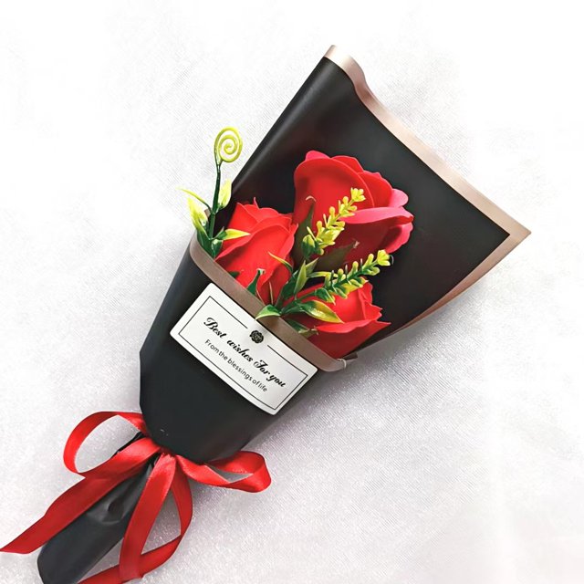 Regalo de San Valentín, pequeño ramo de rosas, clavel, flor de jabón, simulación de flor, flor falsa, regalo de flor de jabón