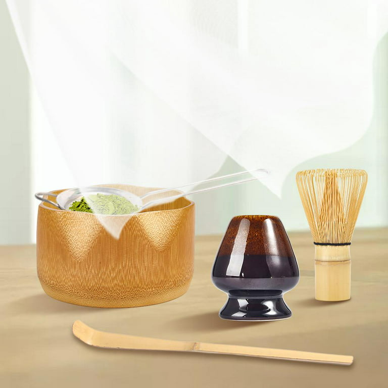 5 Items Green Tea Handmade Starter Accessories Tools Matcha Whisk(Chasen)  Matcha Bowl Set for Beginner , Bamboo Bowl C Bowl 