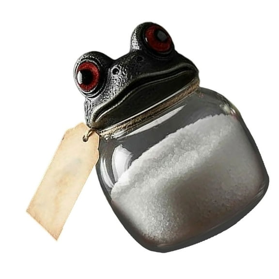 Sinyiin Handmade Glass Spices Jar with Frogs Lid Kitchen Storage Solution Multipurpose Apothecary Decoration Container