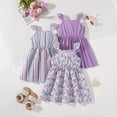 thumbnail image 2 of vigerkar Robes pour Filles Robe pour Tout-Petites Lot de 3 Robe Décontractée de Fête à Imprimé Robe Trapèze Robe d'Été (Violet, 7-8 Ans), 2 of 4