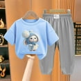 thumbnail image 2 of Odeerbi 2-12 Years Kids Boys Girls Summer Outfits Ice Silk Cotton Short Sleeve T-shirt Sweatpants Two-piece Set Cute Printed Lightweight Loungewear Kids Boys Girls Clothes, 2 of 4