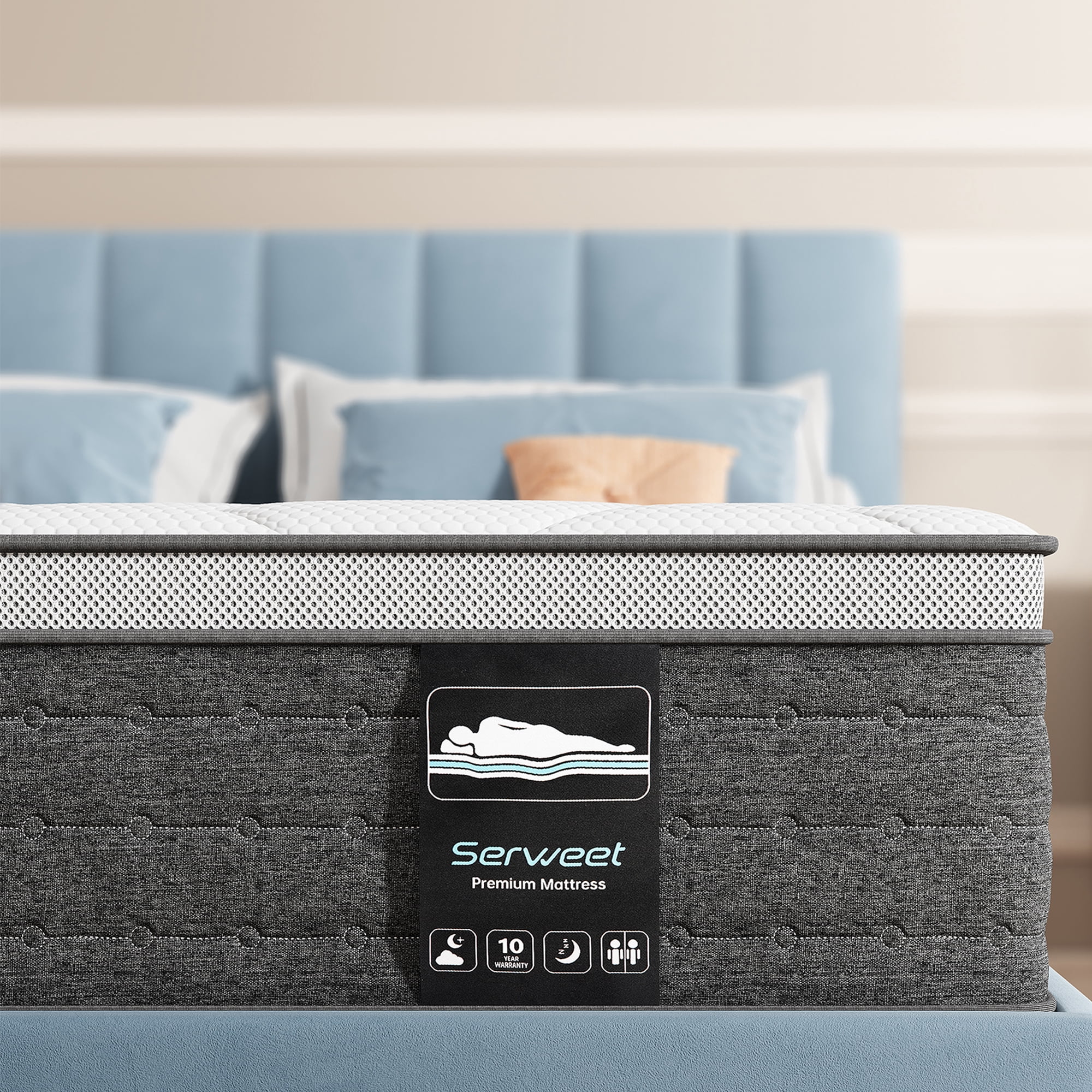 Serweet 10" Full Size Hybrid Memory Foam Mattress, Fiberglass Free, CertiPUR-US Certified, Mattress in a Box