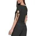 thumbnail image 2 of DKNY Jeans Womens Cropped Tied Sleeve T-Shirt Black M, 2 of 3