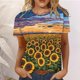 thumbnail image 1 of ICHUANYI Clearance Women Fashion Summer Casual Print Round Neck Loose Short Sleeve T-shirt Top Blouse Pullover(Yellow, L) ICHUANYI WER2023080901493, 1 of 5