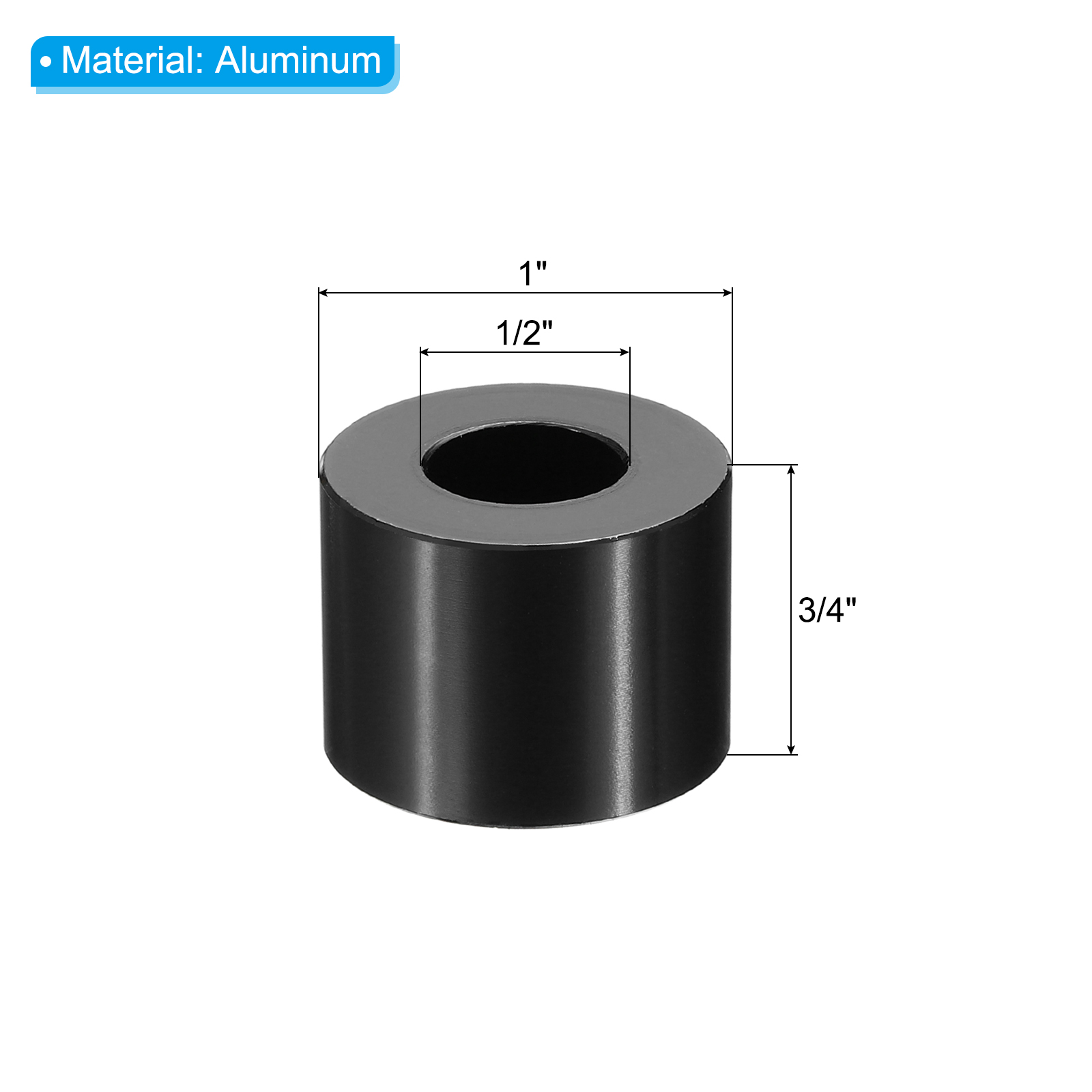 M12 Aluminum Spacers, 10 Pcs Metal Spacer Aluminum 1/2" ID x 1" OD x 3/4" L Standoff for 1/2" or M12 Screw Bolts