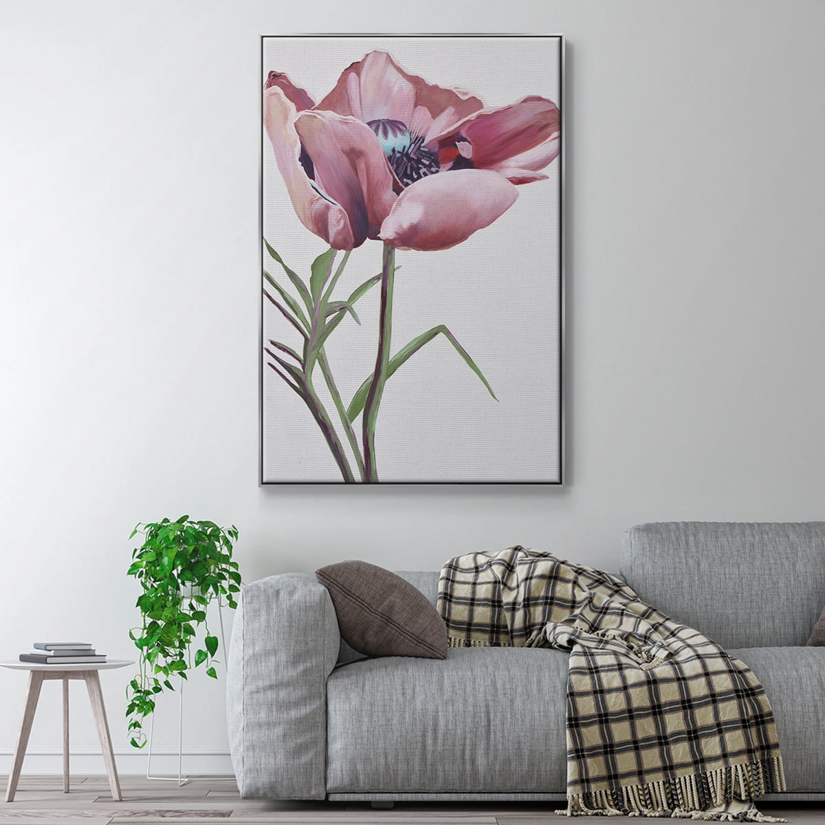Paris Poppy Framed Premium Gallery Wrapped Canvas - Ready to Hang - 25 x 37 - Silver Floating Frame