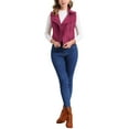 thumbnail image 2 of INSPIRE CHIC Women's Casual Faux Suede Sleeveless Short Biker Vest Jacket S Light Burgundy, 2 of 6