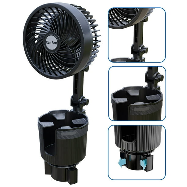 cigarette lighter fan walmart Lksixu Car Cup Holder Fan, 360°Rotatable Universal Car Fan with Cup Holder,  12V Adjustable Gooseneck Car Cooling Fan with Cigarette Lighter Plug 2  Speed Quiet Strong Airflow Electric Fan for SUV Truck -