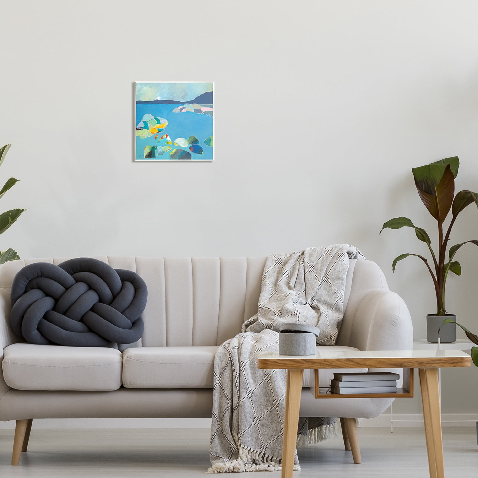 Stupell Industries Contemporary Rocks in Bay Landscape Painting Unframed Art Print Wall Art, 12 x 12
