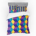 thumbnail image 1 of Abstract Duvet Cover Set, Geometrical Optical Illusion Cubes Illustration Diamond Shapes Inspired Motifs, Bedding Set with Shams and Fitted Sheet, 3 Sizes, by Ambesonne, 1 of 3